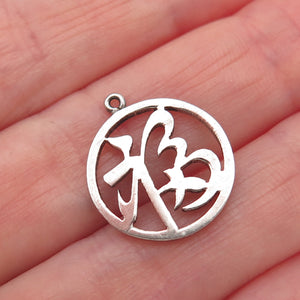 925 Sterling Silver Vintage Good Fortune Chinese Character Mini Charm Pendant