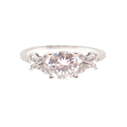 925 Sterling Silver Round-Cut C Z Engagement Ring Size 8