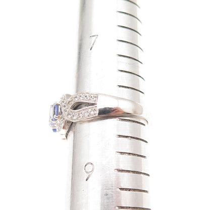 Chuck Clemency 925 Sterling Silver Real Tanzanite & White Topaz Ring Size 8.25