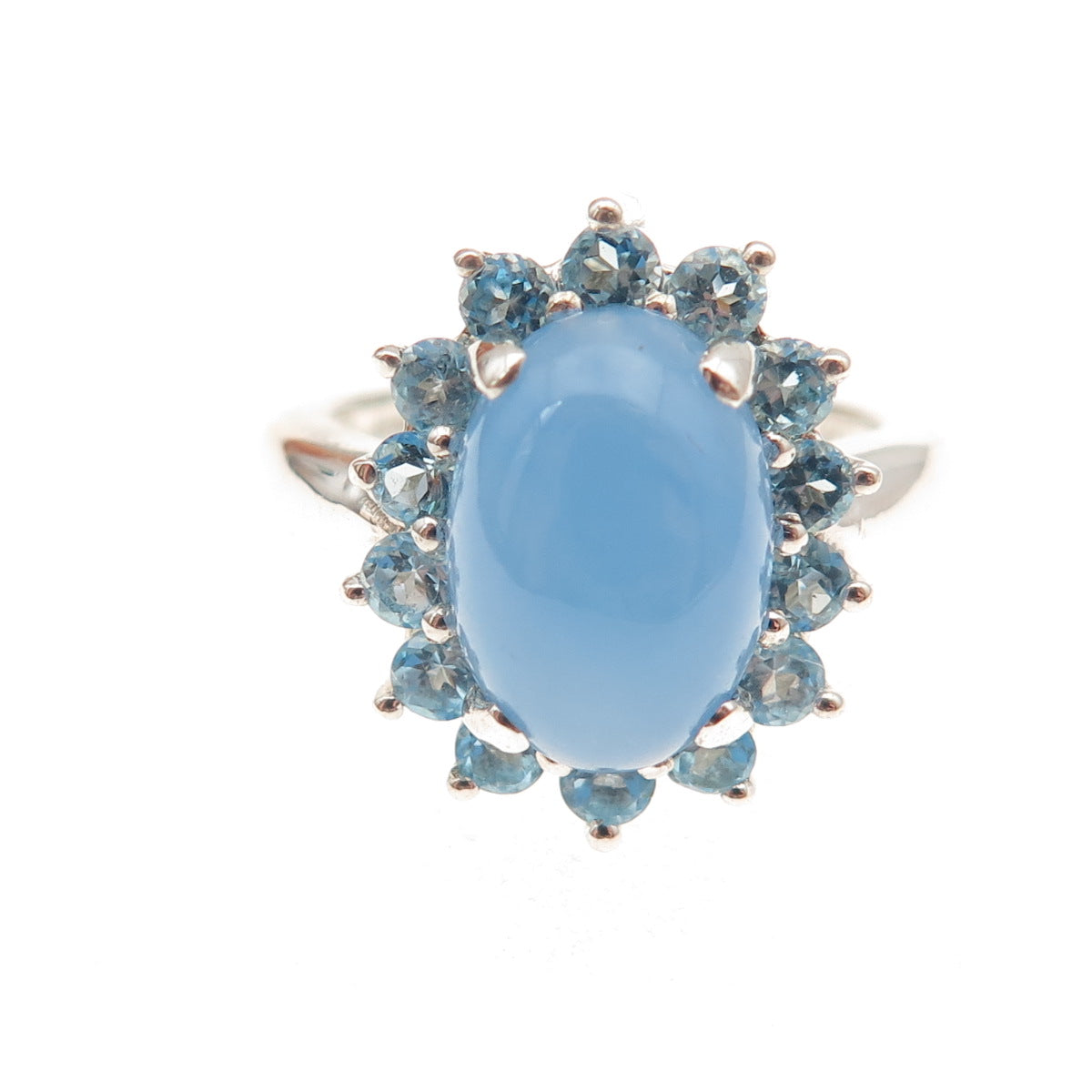 Michelle Albala 925 Sterling Silver Real Aquamarine & Blue Topaz Ring Size 6.25