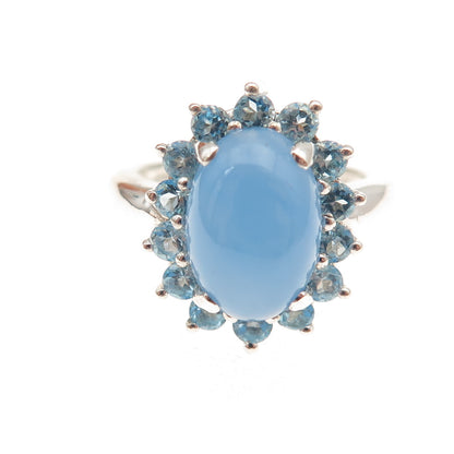 Michelle Albala 925 Sterling Silver Real Aquamarine & Blue Topaz Ring Size 6.25