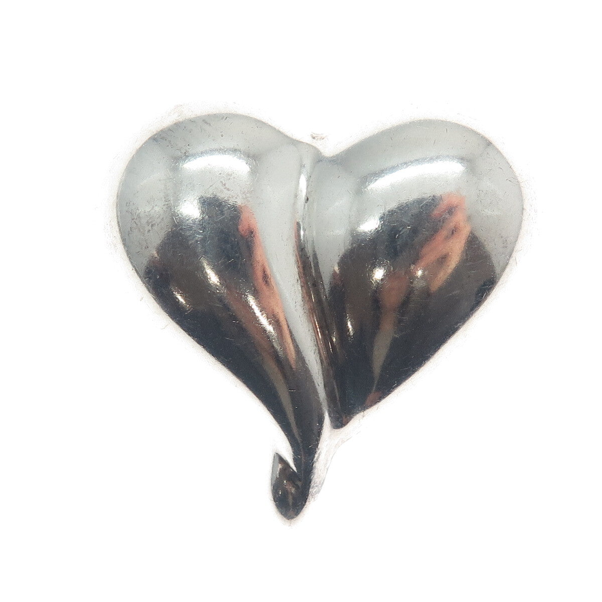 925 Sterling Silver Vintage Mexico Modernist Puffy Heart Pin Brooch