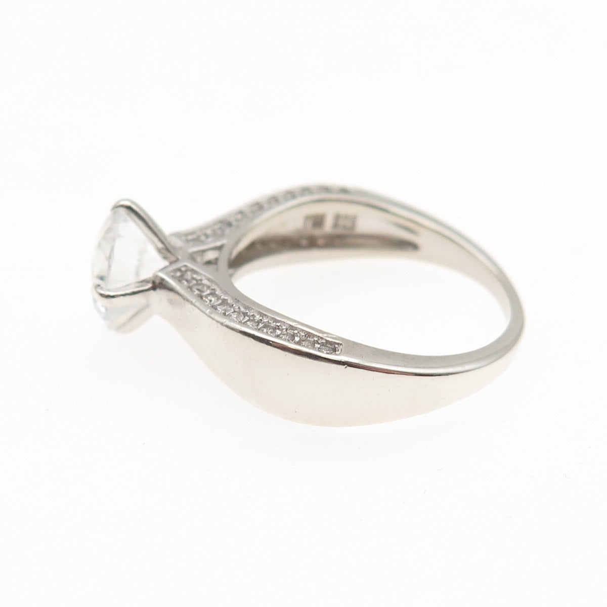 925 Sterling Silver Round-Cut C Z Engagement Ring Size 7.25