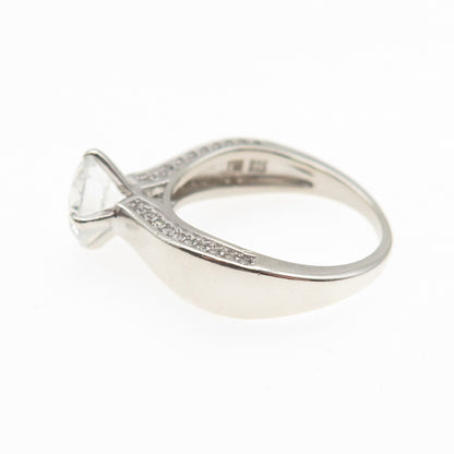 925 Sterling Silver Round-Cut C Z Engagement Ring Size 7.25