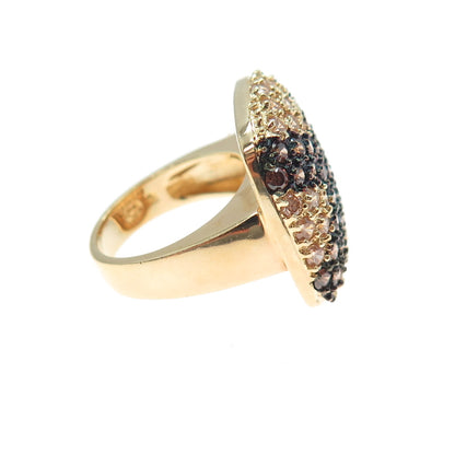 ROSS SIMONS Sterling Silver Gold Plated Cognac & Champagne C Z Ring Size 5.25