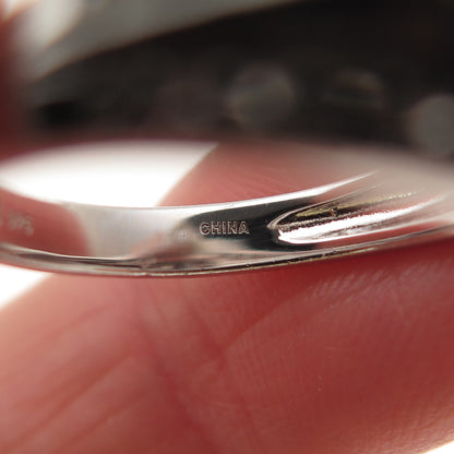 925 Sterling Silver Real Marquise & Round-Cut White Topaz Ring Size 7