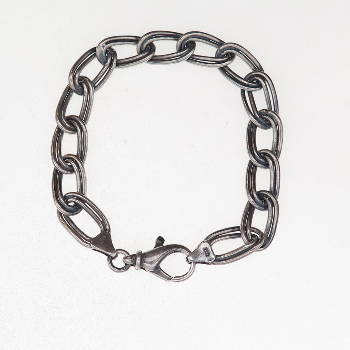 Vior 925 Sterling Silver Vintage Italy Double Oval Curb Link Bracelet 7"