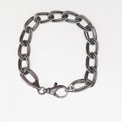 Vior 925 Sterling Silver Vintage Italy Double Oval Curb Link Bracelet 7"
