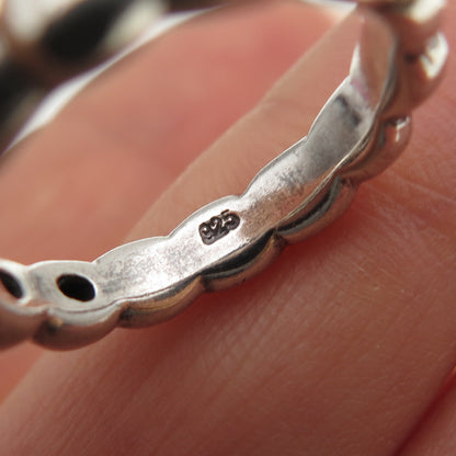 PANDORA 925 Sterling Silver Round-Cut Black C Z Bubble Band Ring Size 6.25