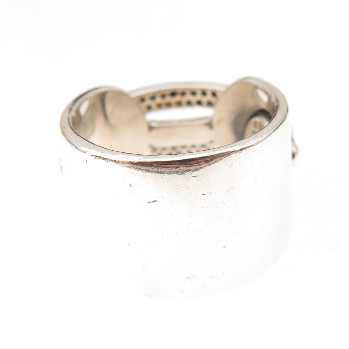 Aziz Kahili 925 Sterling Silver Vintage Real Red Garnet Modernist Ring Size 7.5