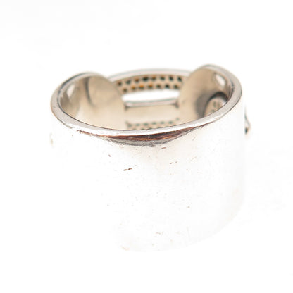 Aziz Kahili 925 Sterling Silver Vintage Real Red Garnet Modernist Ring Size 7.5