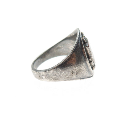925 Sterling Silver Antique Art Deco Enamel College Fraternity Ring Size 8