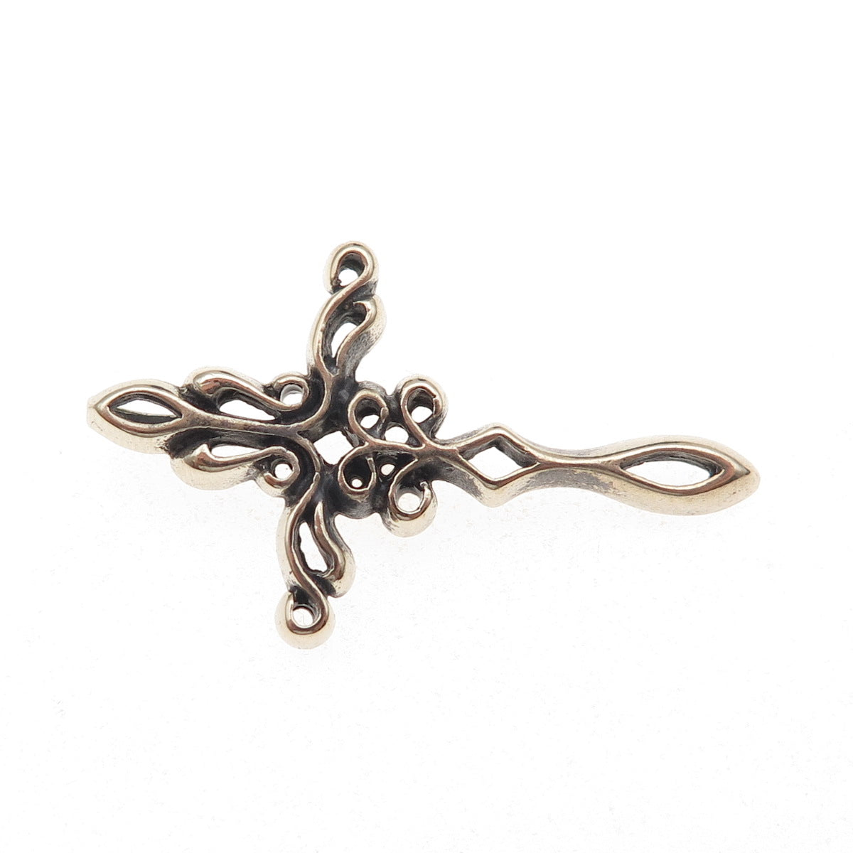 925 Sterling Silver Vintage Cross Oxidized Slide Charm Pendant