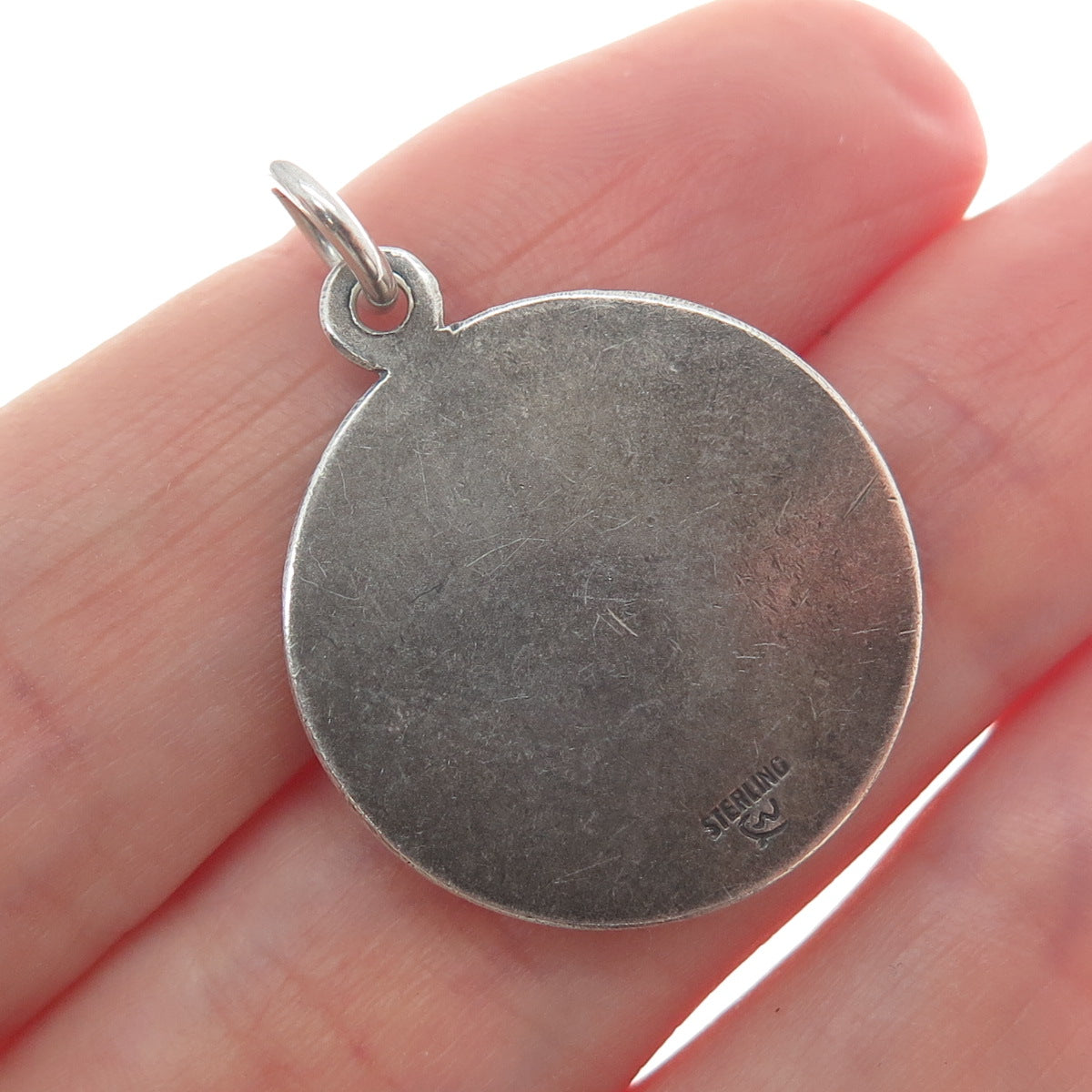 925 Sterling Silver Vintage Enamel Curacao Caribbean Island Tag Charm Pendant