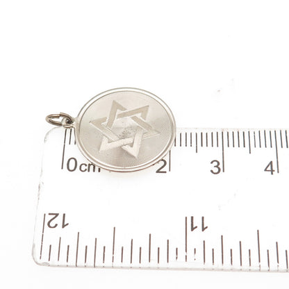 925 Sterling Silver Vintage Star of David Judaica Charm Pendant