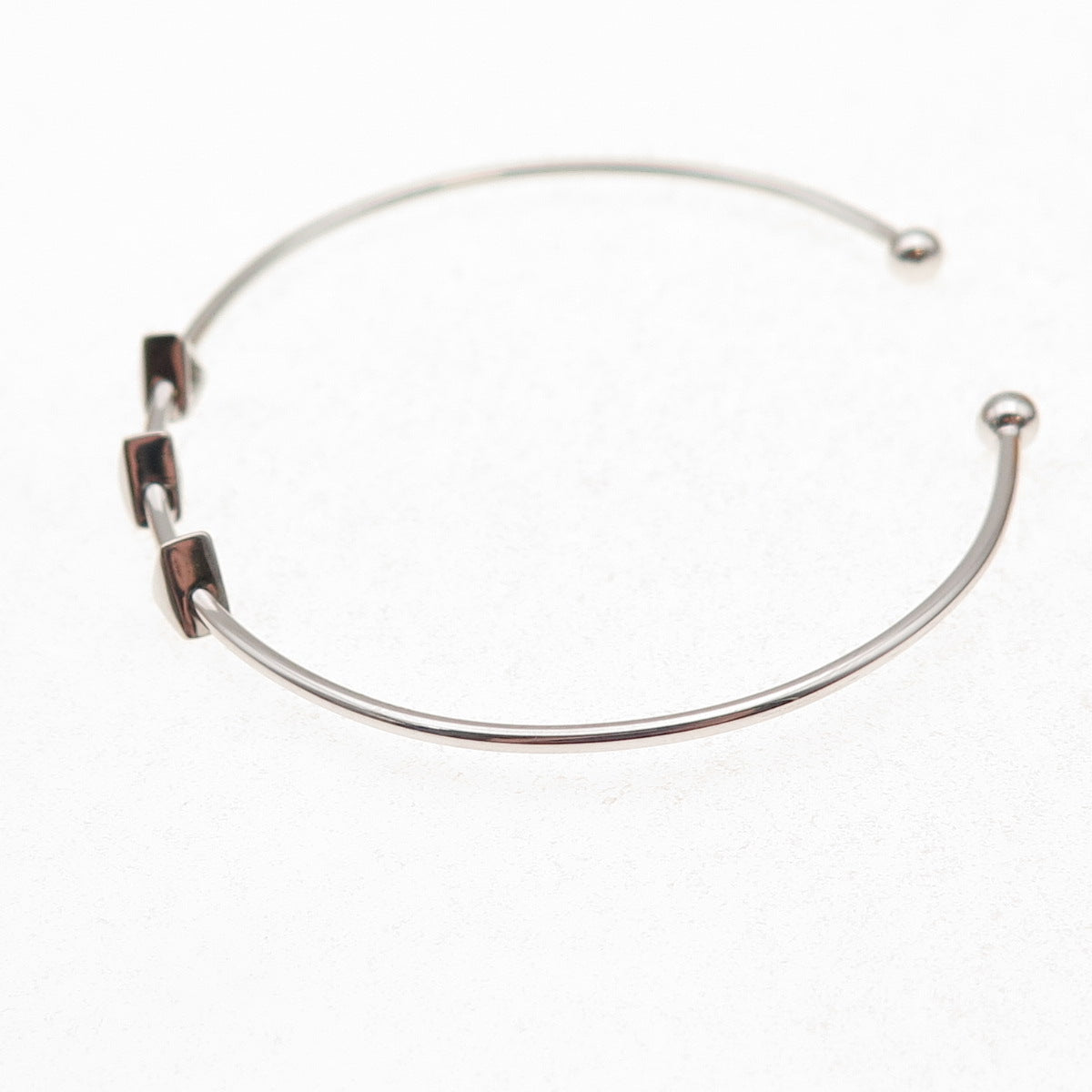 Sun 925 Sterling Silver Vintage Triangle Adjustable Cuff Bracelet 6.5"