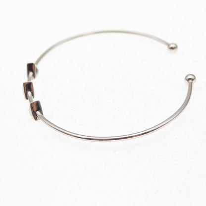 Sun 925 Sterling Silver Vintage Triangle Adjustable Cuff Bracelet 6.5"