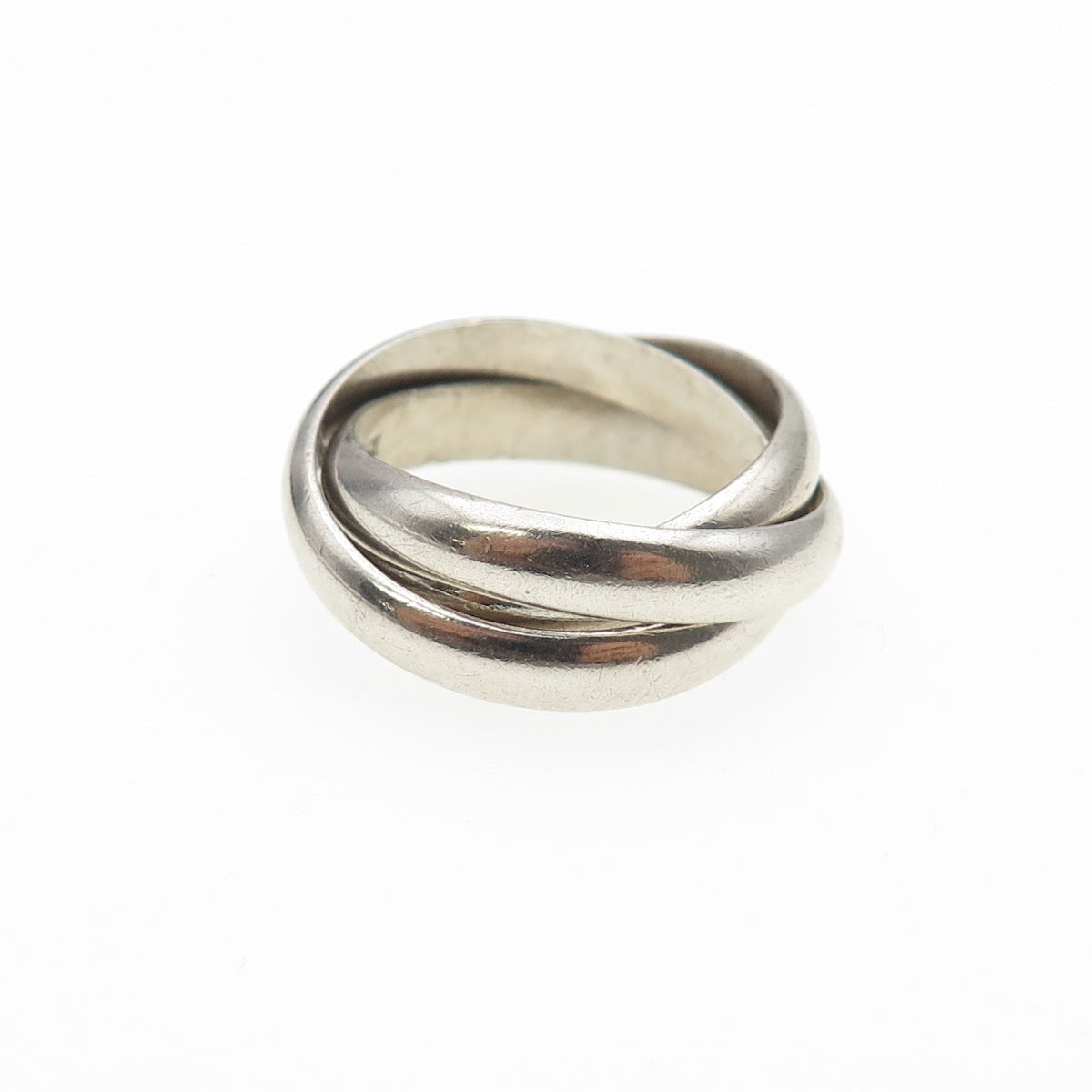 925 Sterling Silver Vintage Italy Interlocked Trinity Band Ring Size 6.5