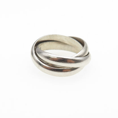 925 Sterling Silver Vintage Italy Interlocked Trinity Band Ring Size 6.5