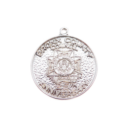 WAYNE 925 Sterling Silver Vintage Bronx County Council 25th Anniversary Pendant