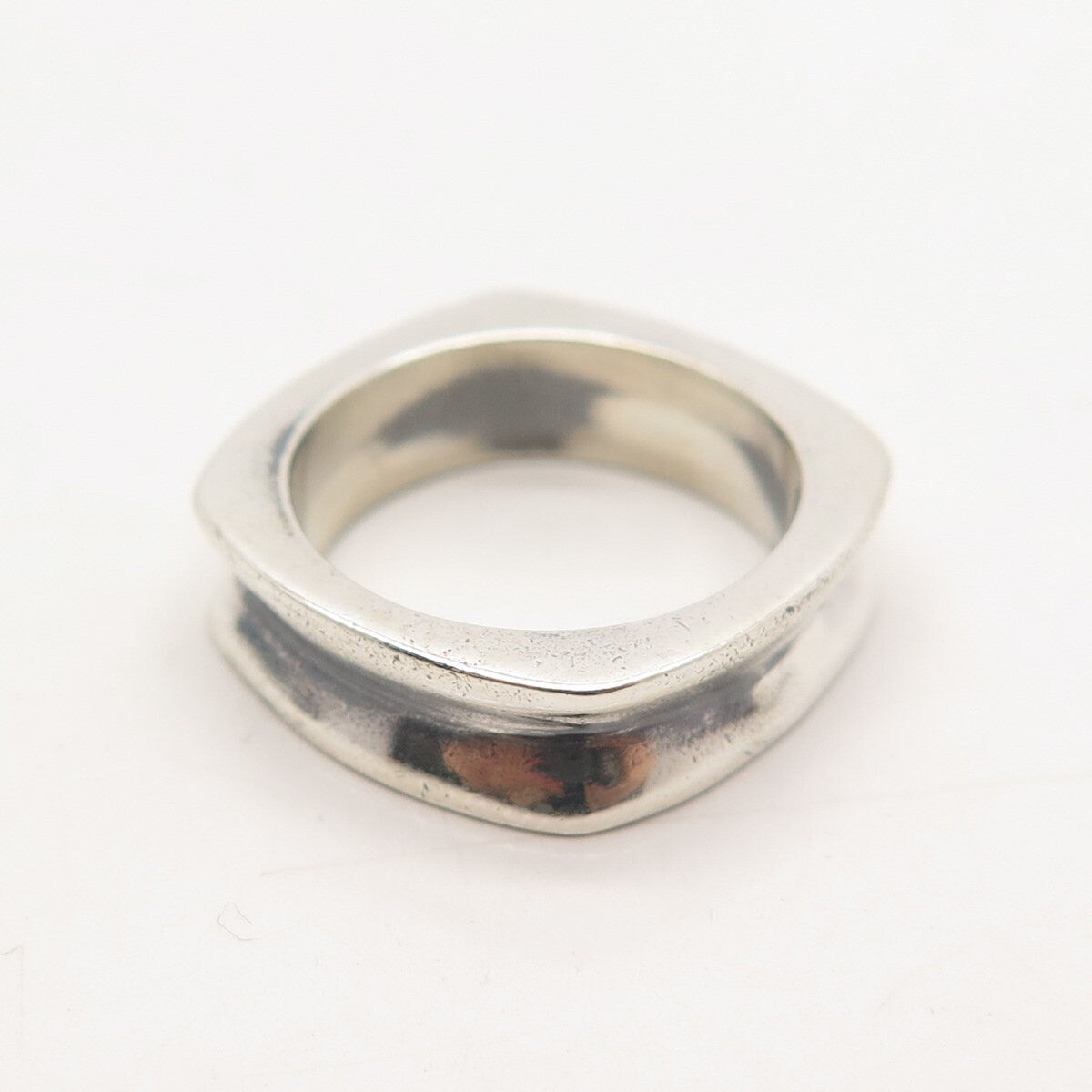 925 Sterling Silver Vintage Concave Square Ring Size 4.75