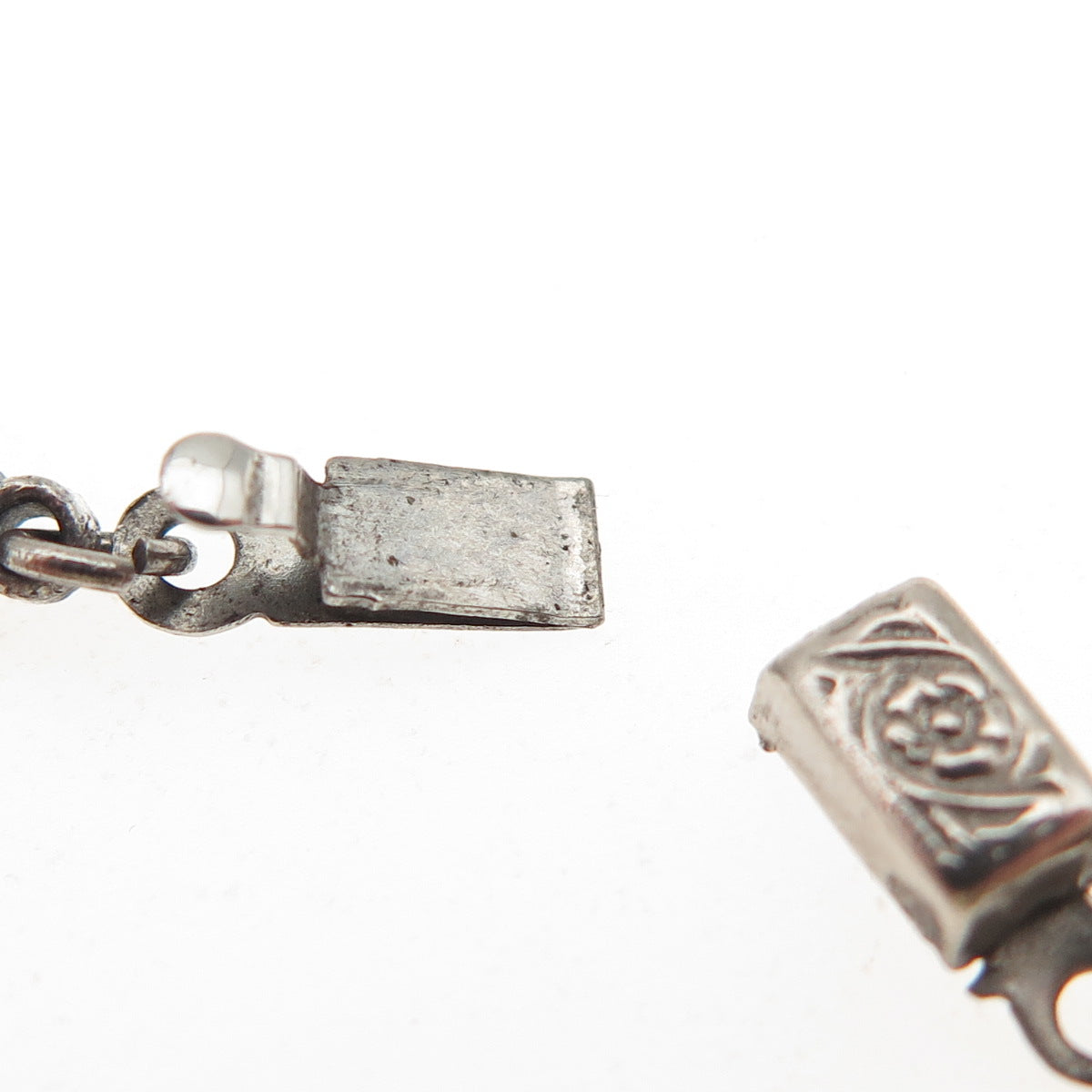925 Sterling Antique Art Deco Real Marcasite & Blue Glass Chain Necklace 14"