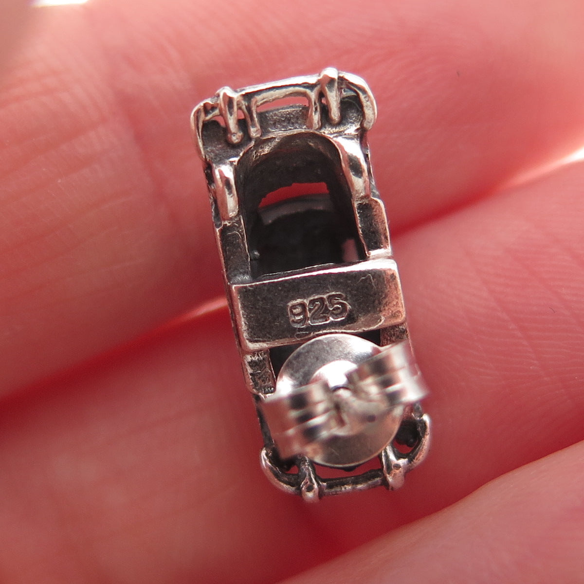 925 Sterling Silver Vintage Retro Car Oxidized Earrings