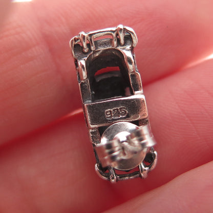925 Sterling Silver Vintage Retro Car Oxidized Earrings