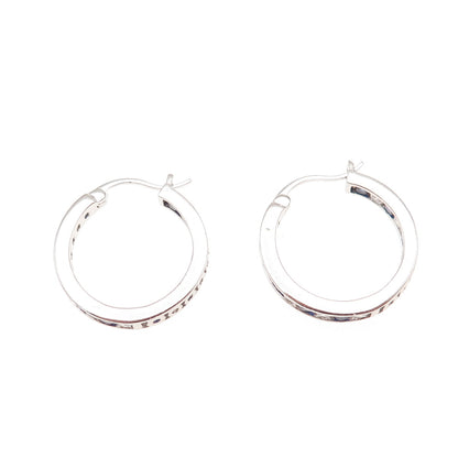 Jacmel Mauritius Sterling Silver Lab-Created Sapphire C Z In & Out Hoop Earrings