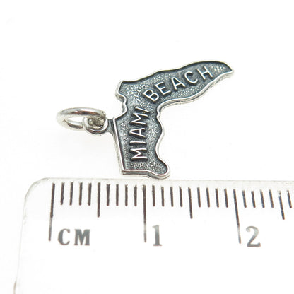 FRENCH & FRANKLIN 925 Sterling Silver Vintage Miami Beach FL Map Charm Pendant