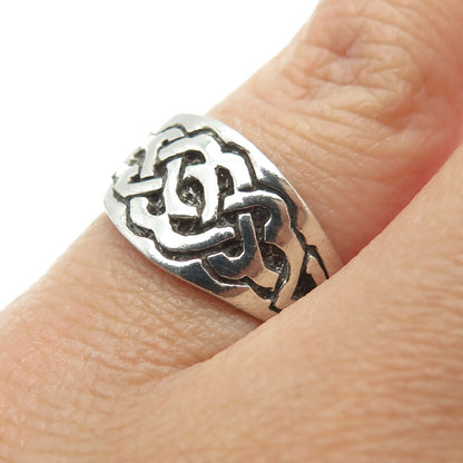 925 Sterling Silver Vintage Celtic Knot Oxidized Ring Size 6
