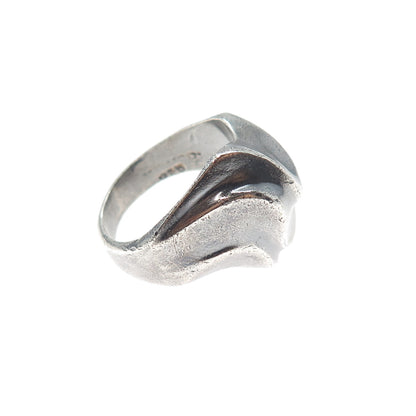 925 Sterling Silver Vintage Mexico Modernist Oxidized Ring Size 7.75