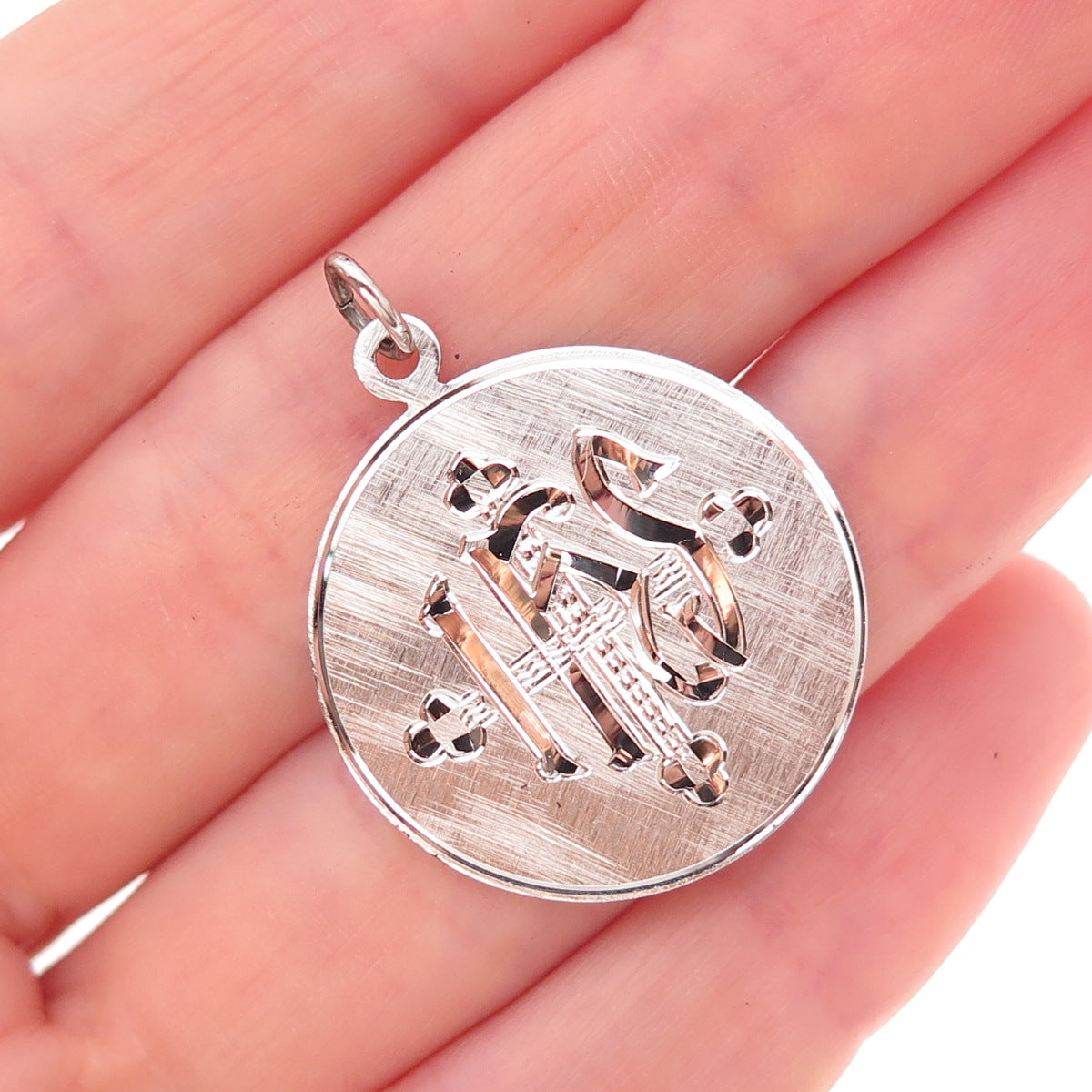 Griffith & Sons Sterling Silver Vintage Cross Religious Monogram Charm Pendant