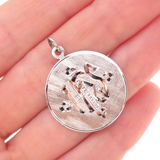 Griffith & Sons Sterling Silver Vintage Cross Religious Monogram Charm Pendant