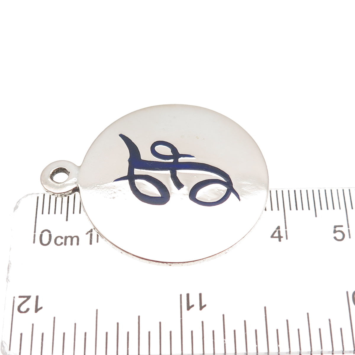 800 Silver Vintage Italy Enamel Letter F Initial Round Tag Charm Pendant