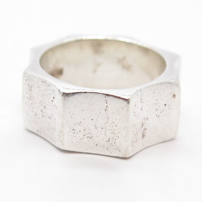 925 Sterling Silver Vintage Mexico Gear Band Ring Size 7.5