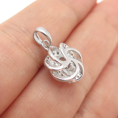 925 Sterling Silver Round-Cut C Z Rose Flower Minimalist Charm Pendant