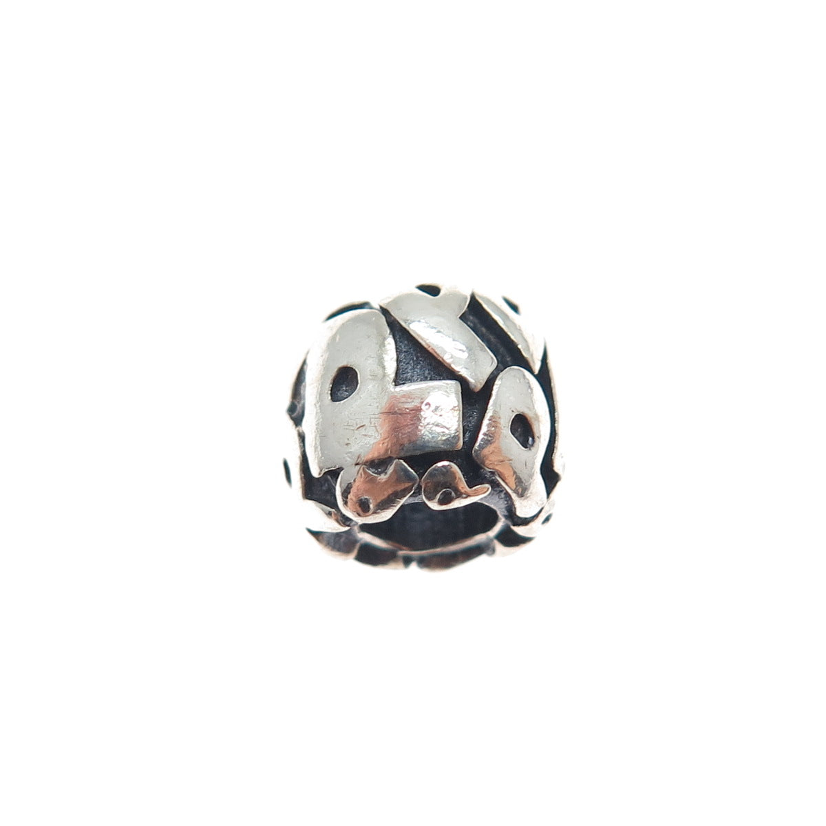 925 Sterling Silver Letter P Initial Oxidized Slide Bead Charm