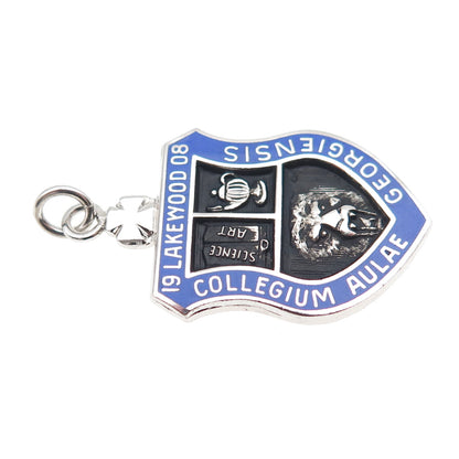KENNEY 925 Sterling Silver Antique 1908 Enamel Lakewood College Charm Pendant