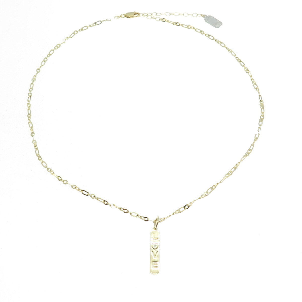 ELA RAE Sterling Silver Gold Plated Real White Topaz Love Chain Necklace 16-18"