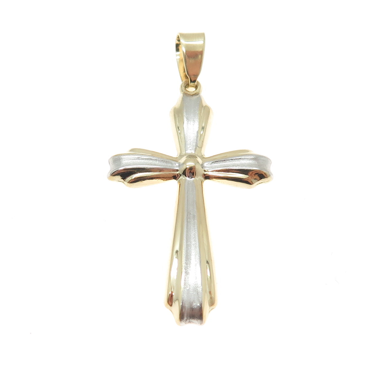 14K Yellow & White Gold Cross Religious Charm Pendant