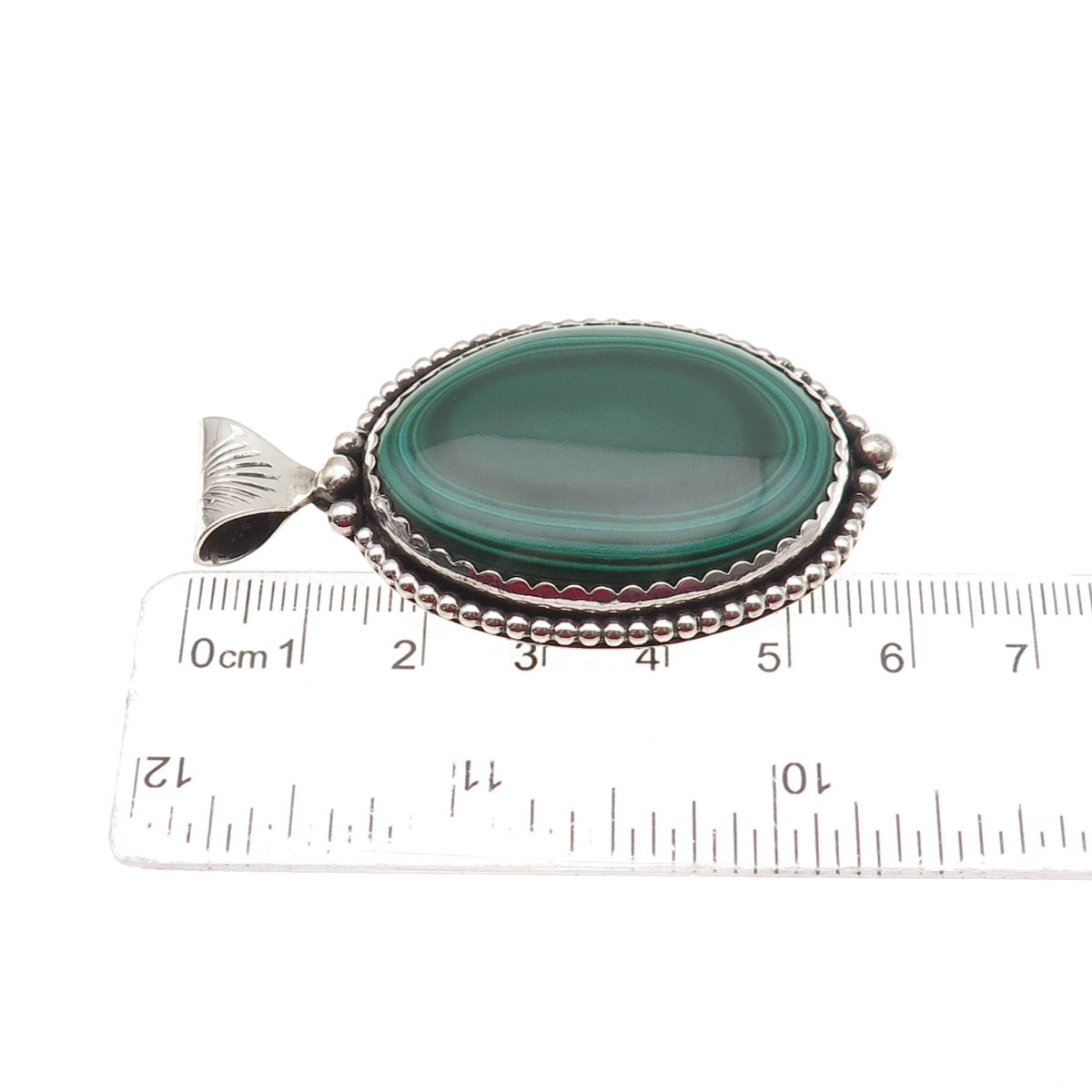 Stanley Bain Navajo Old Pawn Sterling Silver Vintage Malachite Tribal Pendant