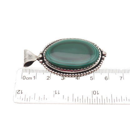 Stanley Bain Navajo Old Pawn Sterling Silver Vintage Malachite Tribal Pendant