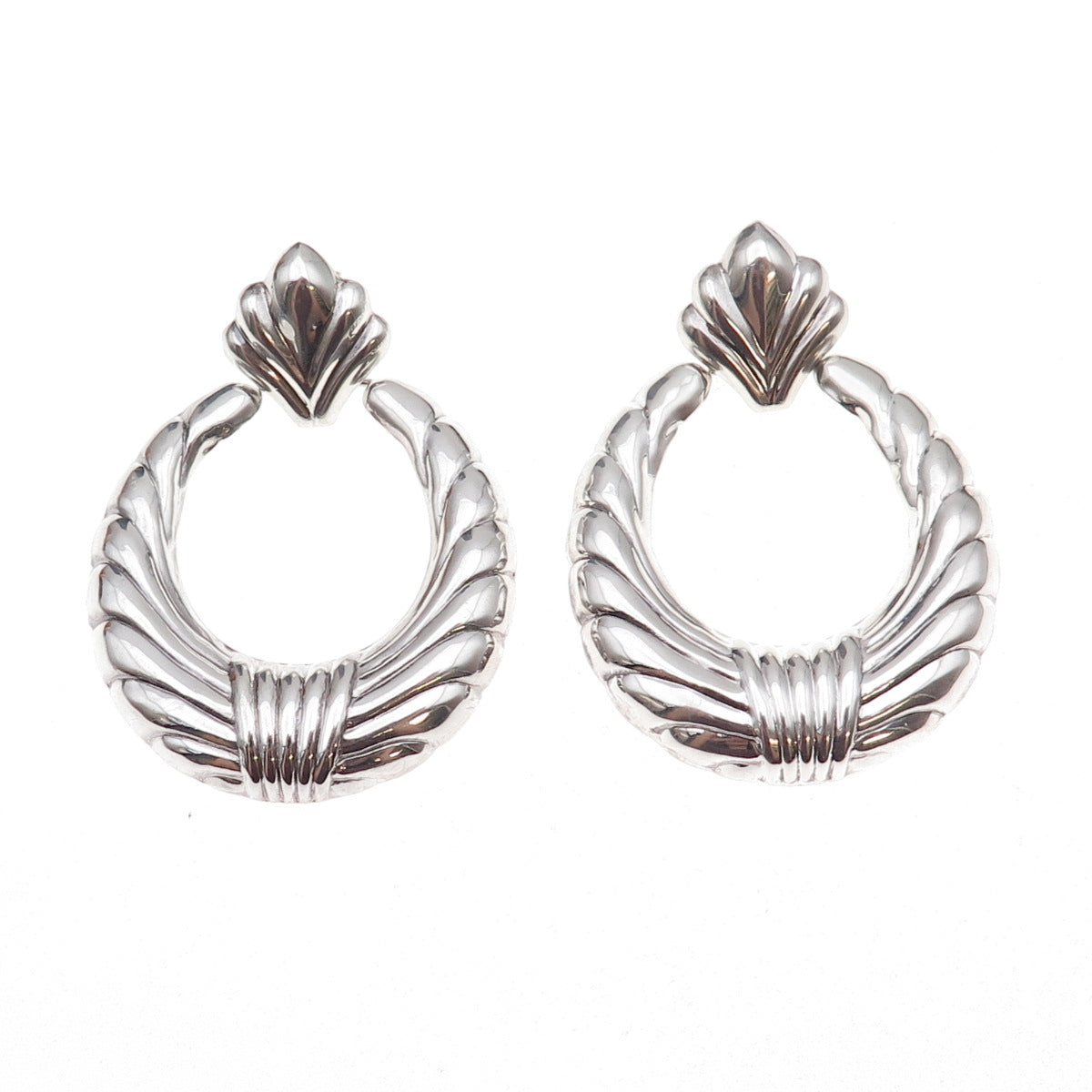 Chapal Zenray 925 Sterling Silver Vintage Door-Knocker Oxidized Dangle Earrings