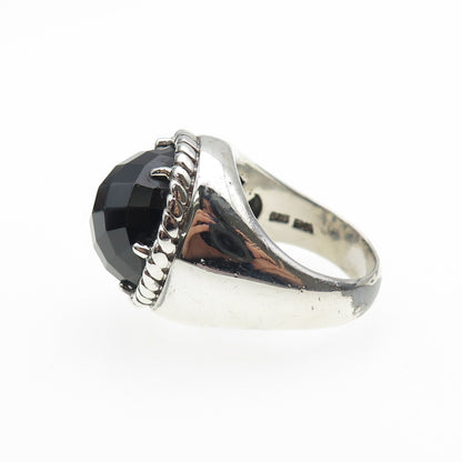 925 Sterling Silver Vintage EMA Real Black Onyx Ring Size 7.5