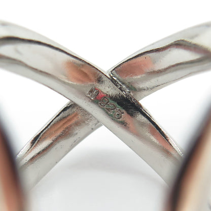 925 Sterling Silver Vintage Crossover Adjustable Ring Size 8.75
