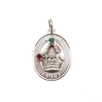 Town & Country Sterling Silver Vintage Rhinestone Good Luck Well Charm Pendant