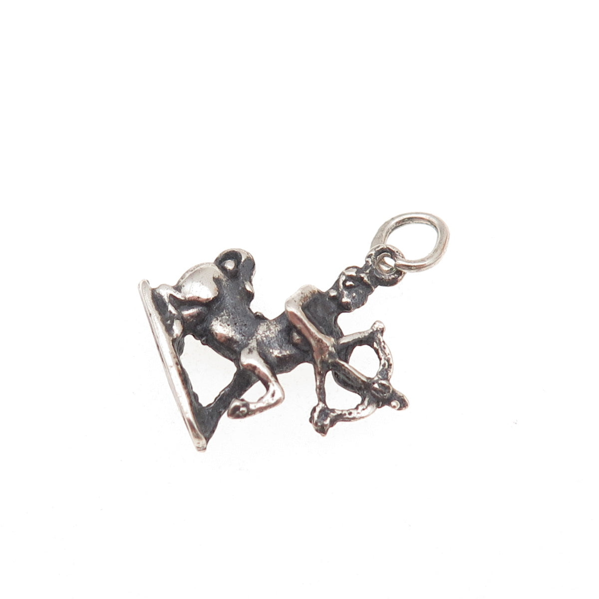 800 Silver Antique Art Deco Sagittarius Zodiac Sign Oxidized Charm Pendant