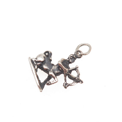 800 Silver Antique Art Deco Sagittarius Zodiac Sign Oxidized Charm Pendant