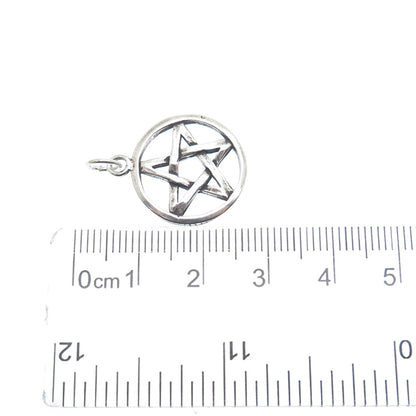 SUNWEST 925 Sterling Silver Vintage Pentagram Oxidized Charm Pendant